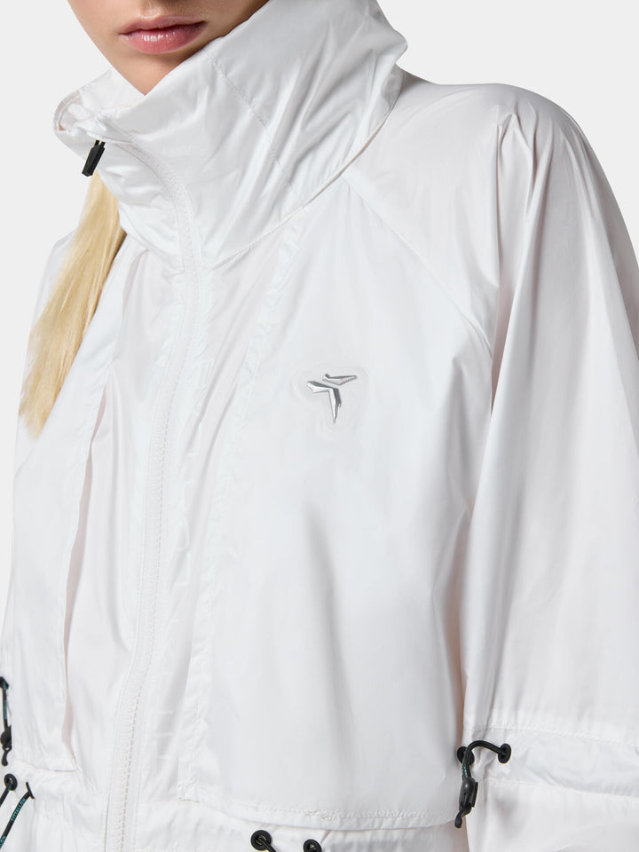 The high collar and drawcord hem of the Urban Explorer Lightweight Sun Protection Jacket in Dusk Gradient