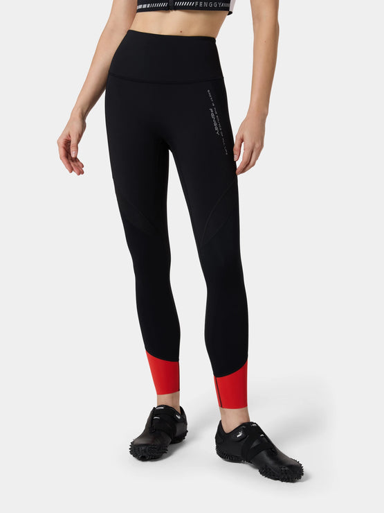 Fenggy FlexCurve Motion Sculpt Pant in Obsidian Black / Ember Red, full figure