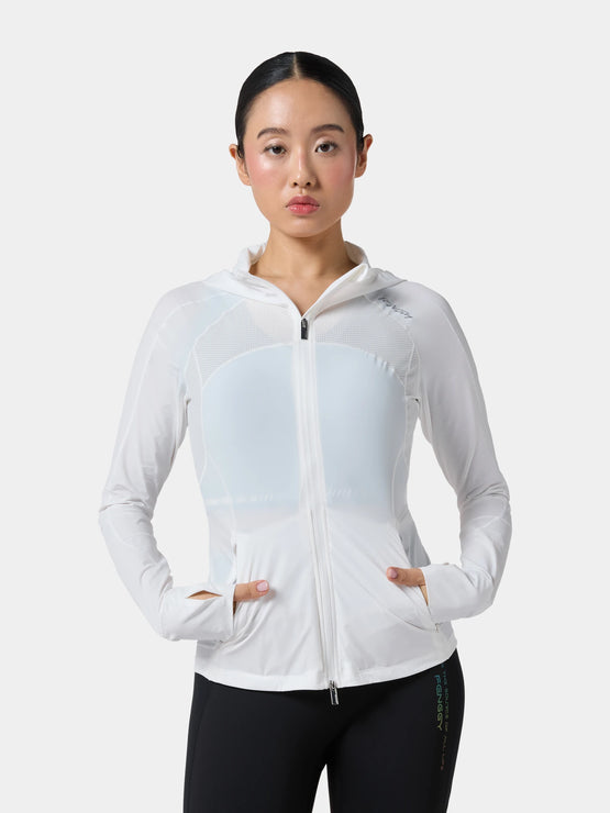 Fenggy ThermaFlex Thumbhole Zip Jacket in Glacier White, full figure