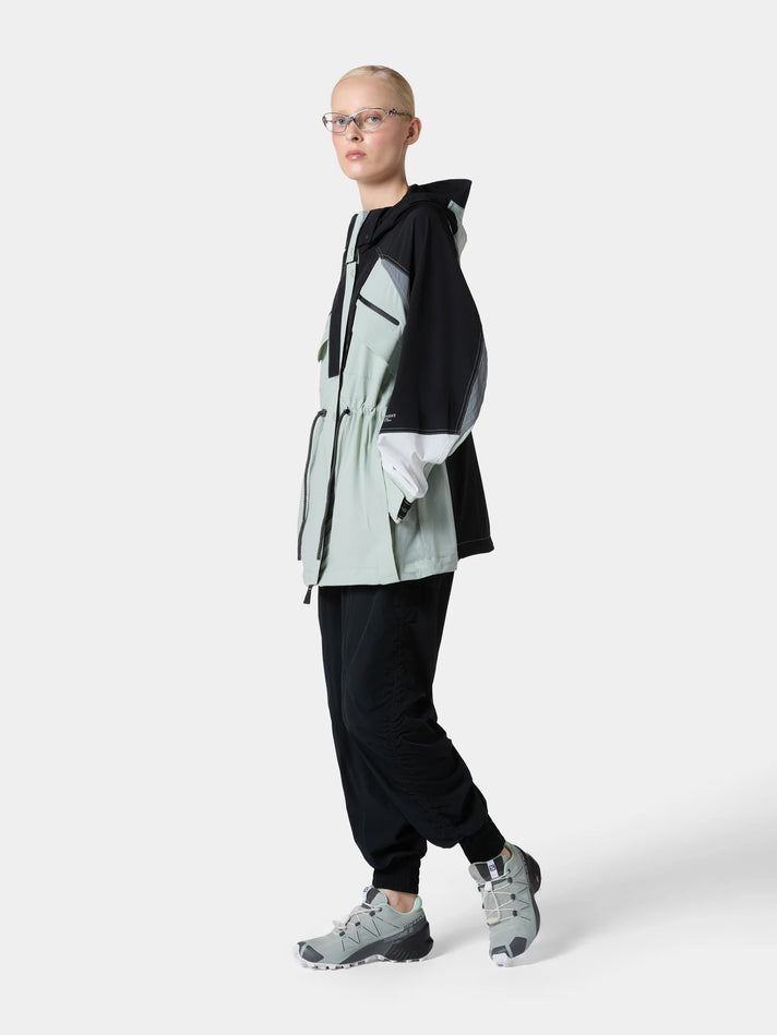 Fenggy TerraShield Reflective Jacket in Obsidian Black / Opal Mint, full figure on a pale studio ground