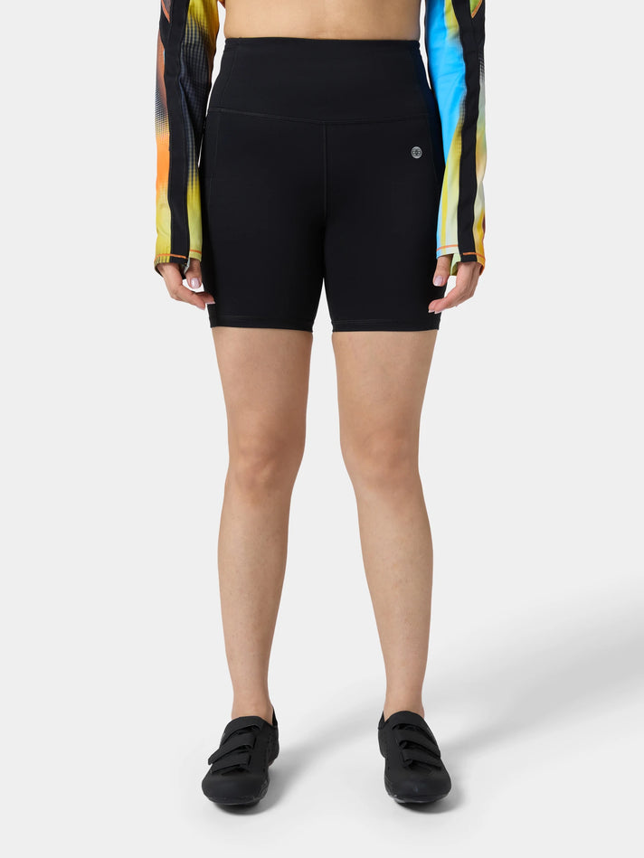 Fenggy SilverStream Short Legging in Obsidian Black, full figure on a pale studio ground