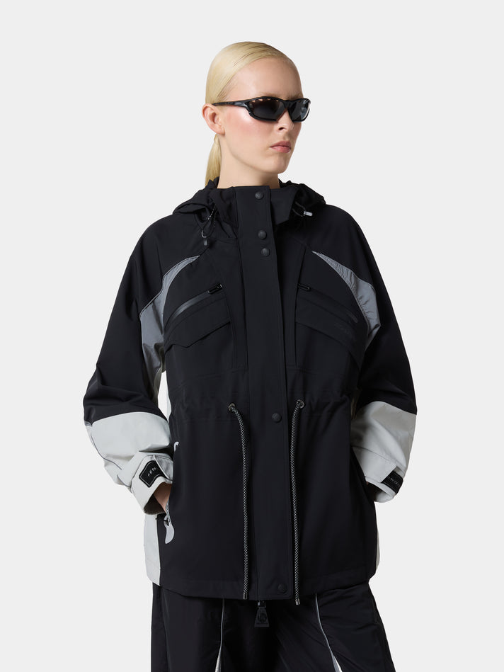 Fenggy ApexShell Colorblock Shell Jacket in Obsidian Black, full figure on a pale studio ground
